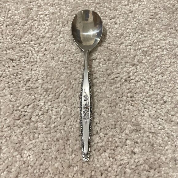 Interpur INR3 Sugar Spoon 6" Rose Scroll Edge Stainless Steel Japan - Picture 1 of 5